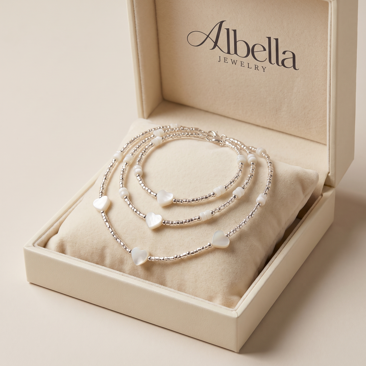 Classic Vintage Pearl Bracelet Set in Albella Jewelry gift box