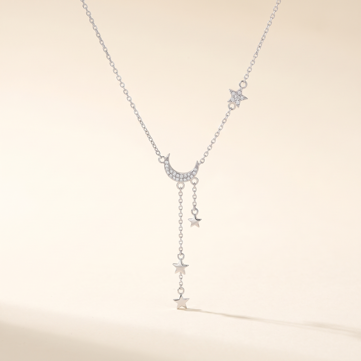 Elegant Silver Moon and Star Necklace – Albella Jewelry