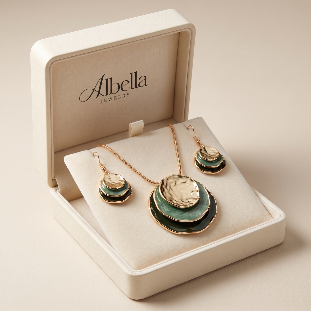 Vintage Layered Blue Stone Set in Albella Jewelry gift box
