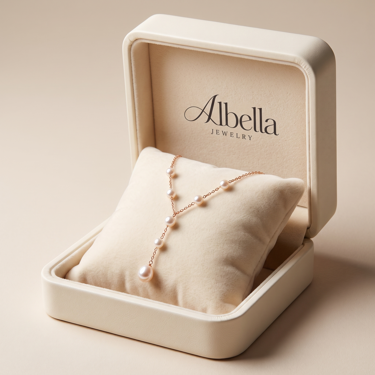 Elegant Vintage Necklace with Pendant and Pearls in Albella Jewelry gift box