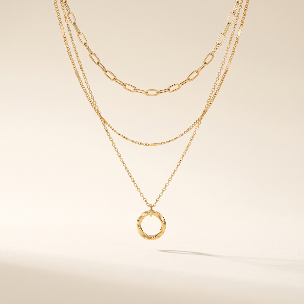 Classic Layered Gold Necklace with Pendant – Albella Jewelry