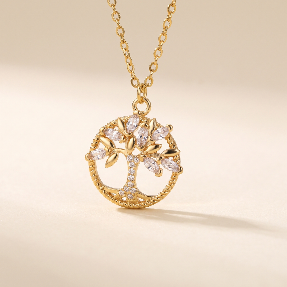 Gold Tree of Life Necklace with Crystal – Albella Jewelry