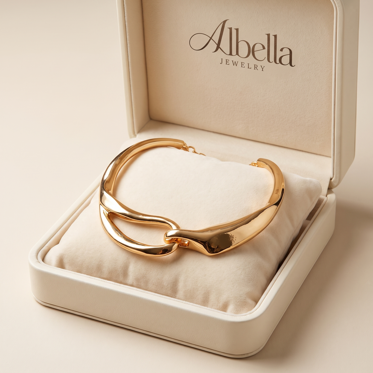 Bold Textured Gold Chain Choker in Albella Jewelry gift box