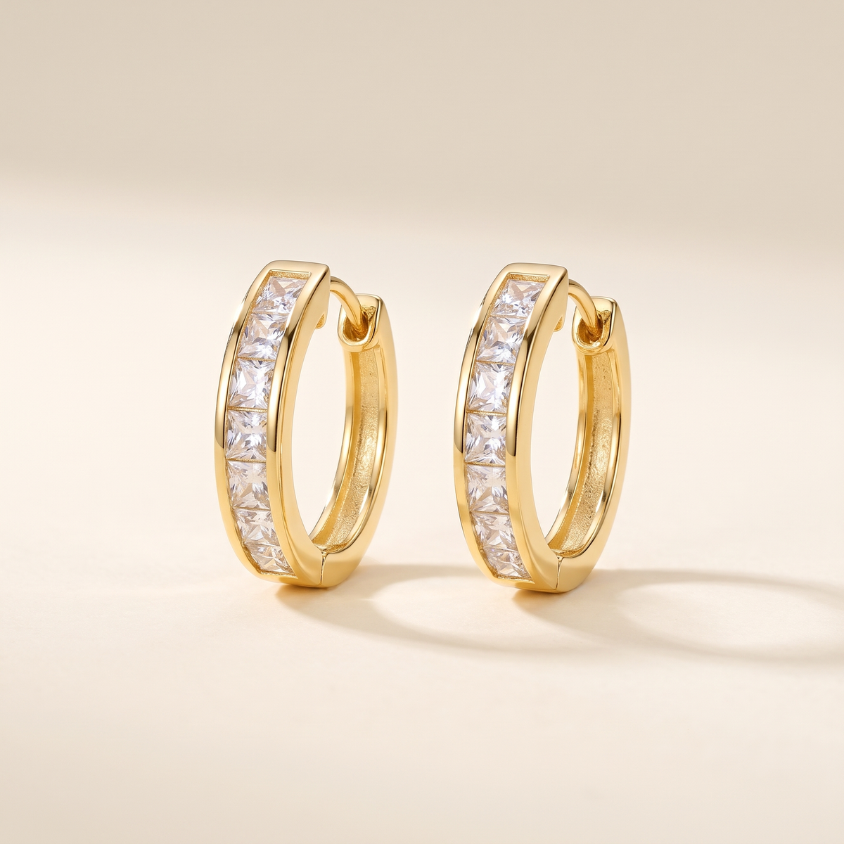 Chic Gold Hoop Earrings with Crystal – Albella Jewelry