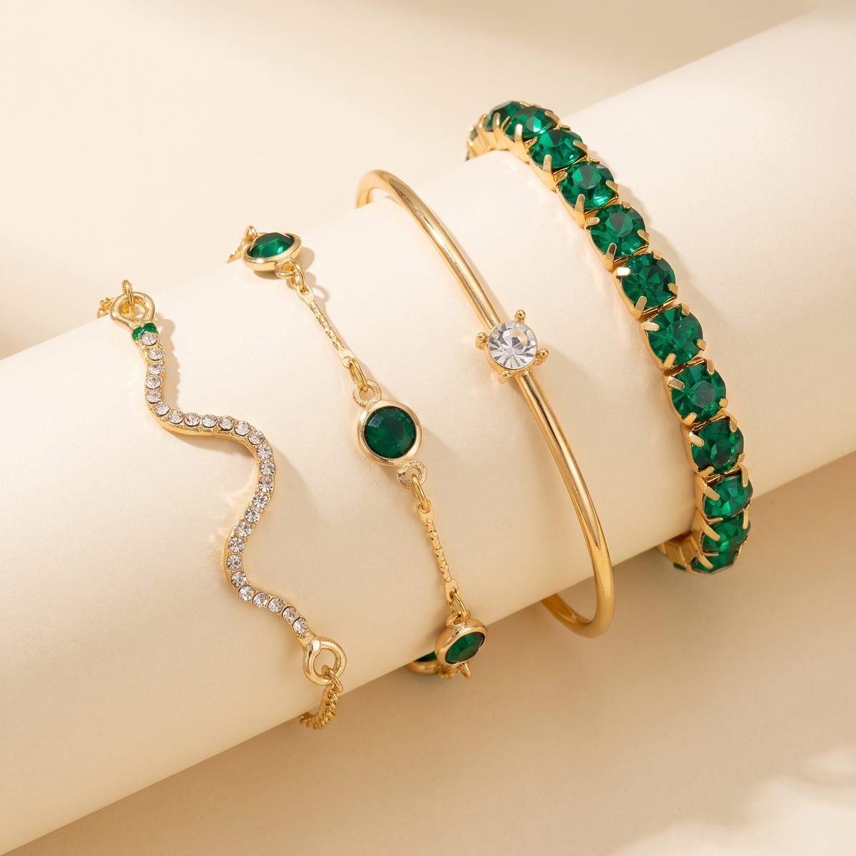 Vintage Green Zircon Bracelet Set – Albella Jewelry