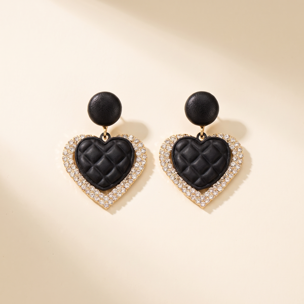 Gold Black Heart Earrings – Albella Jewelry