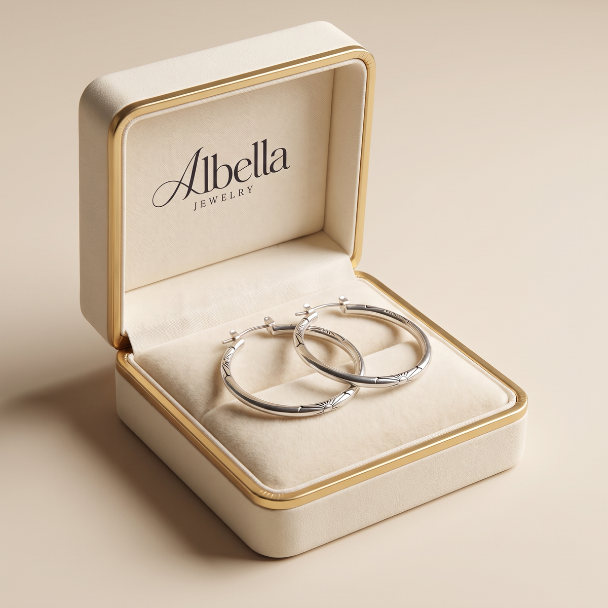 Classic Silver Hoop Earrings in Albella Jewelry gift box