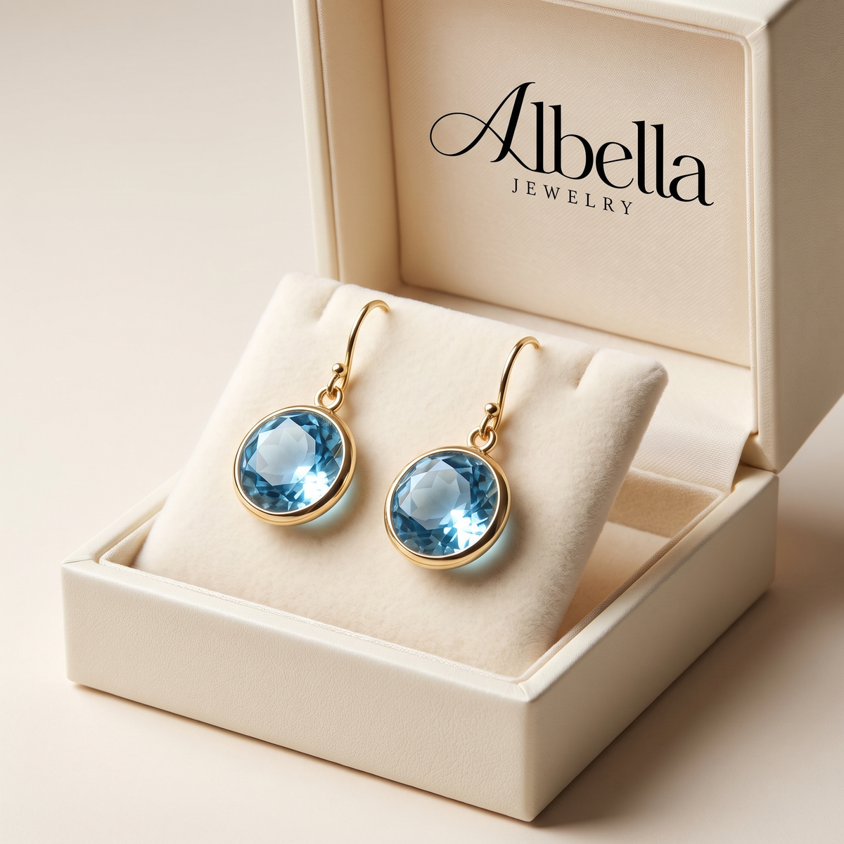 Chic Earrings with Blue Crystal in Albella Jewelry gift box