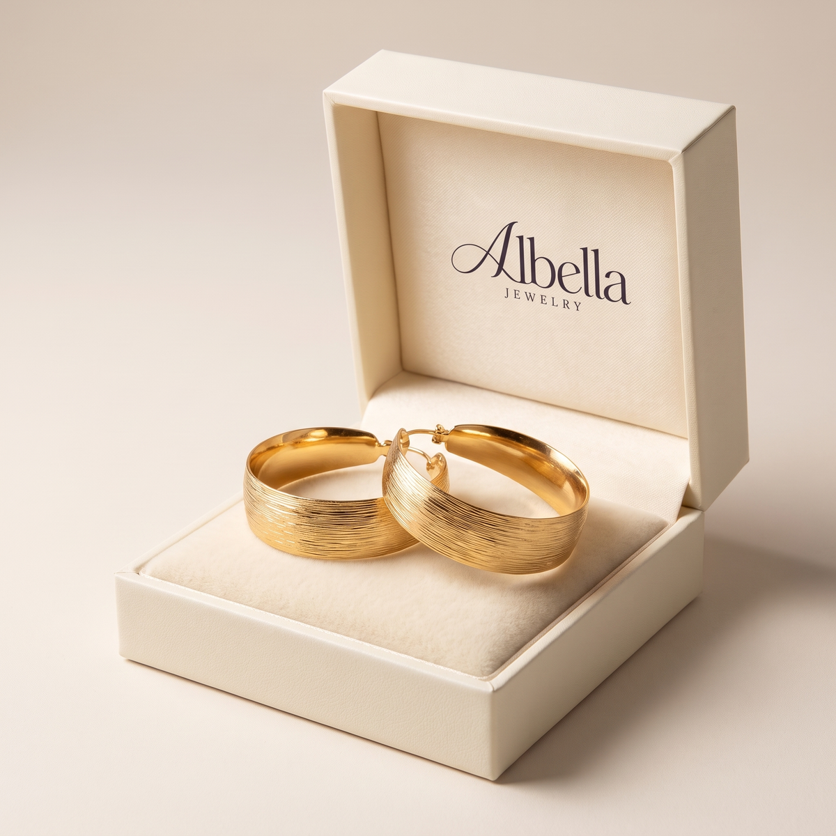 Vintage Openwork Gold Hoop Earrings in Albella Jewelry gift box