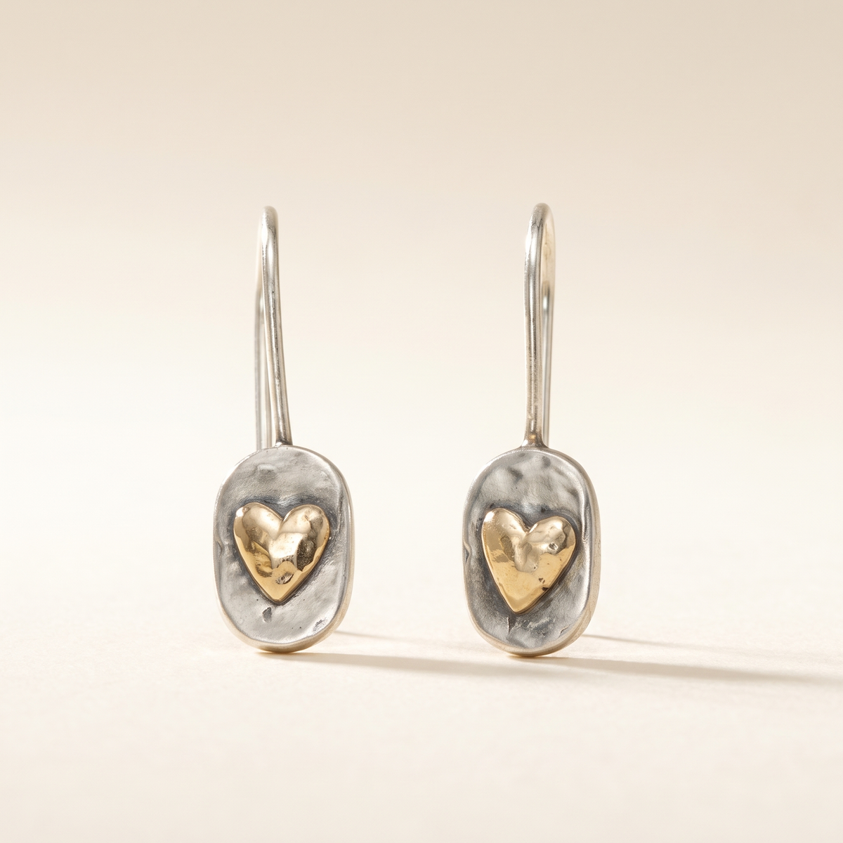 Heart-Shaped Silver and Gold Earrings – Albella Jewelry