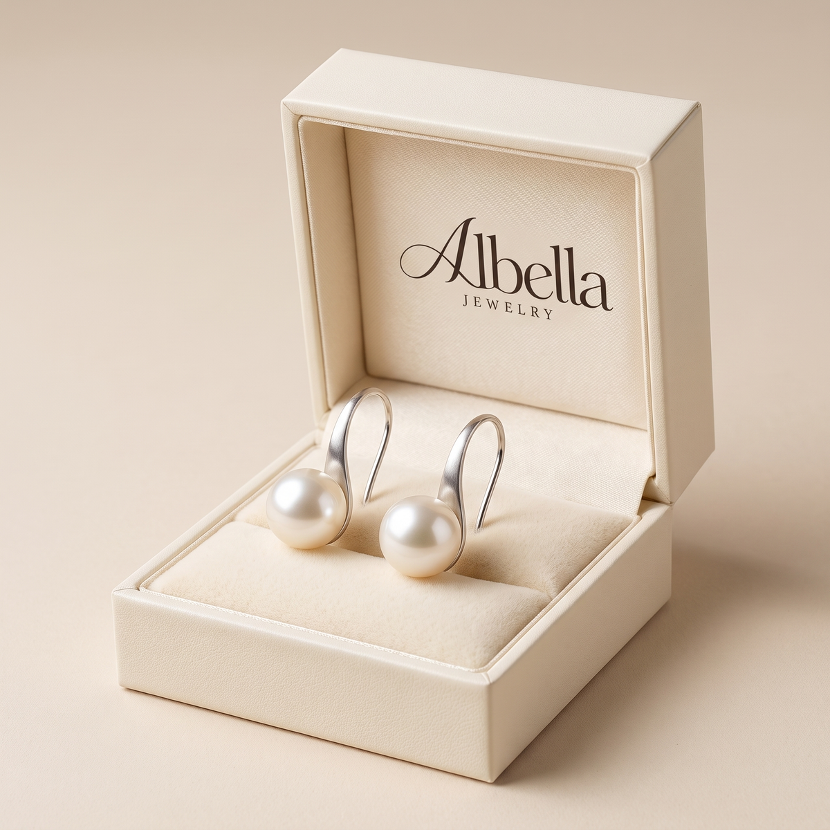 Elegant Pearl Dangle Earrings in Albella Jewelry gift box