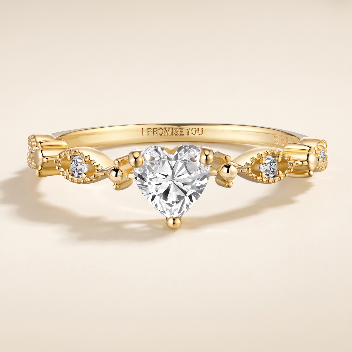Gold Heart Crystal Promise Ring – Albella Jewelry