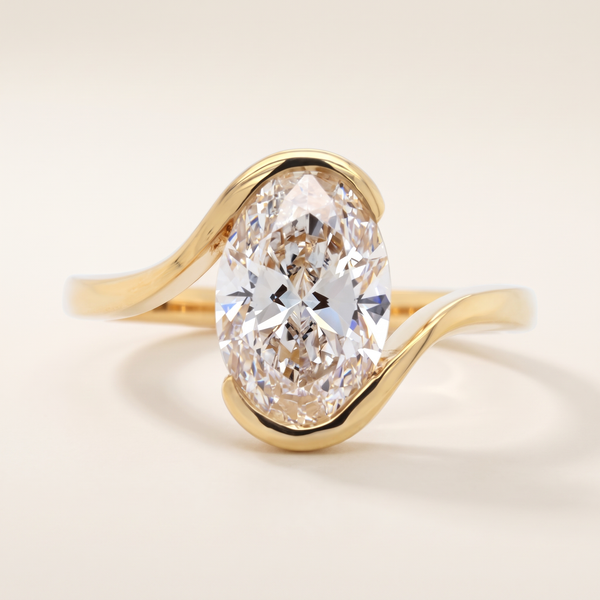 Gold Oval Crystal Bypass Ring – Albella Jewelry
