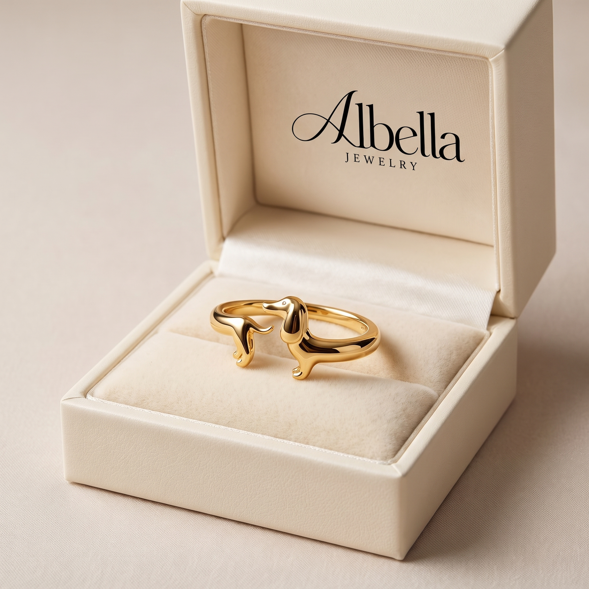 Dachshund Dog Open Ring in Albella Jewelry gift box