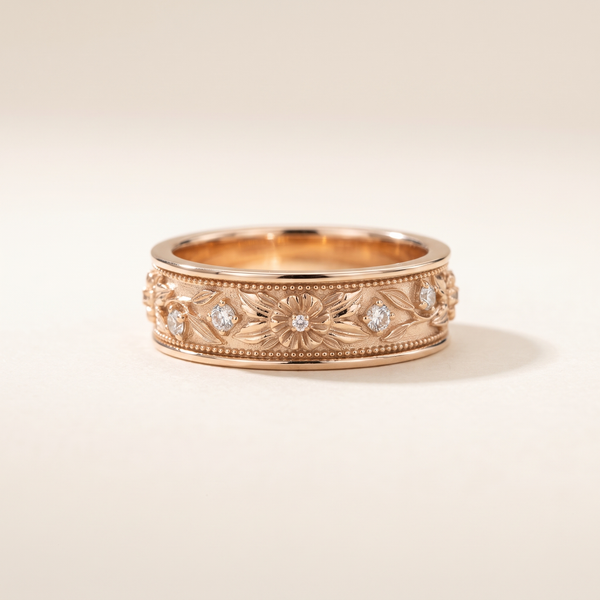 Radiant Rose Gold Floral Crystal Band – Albella Jewelry