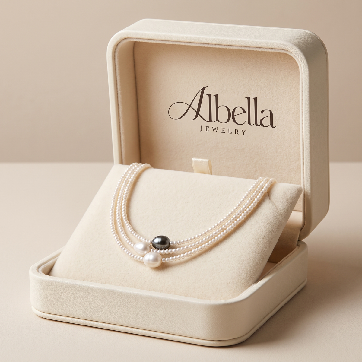 Natural Pearl Necklace in Albella Jewelry gift box