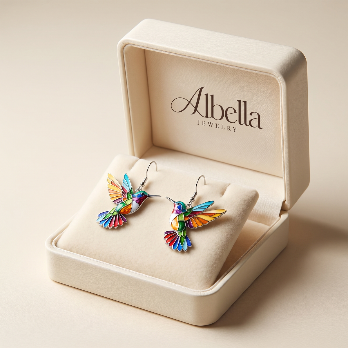 Beautiful Hummingbird Necklace with Bonus Earrings in Albella Jewelry gift box