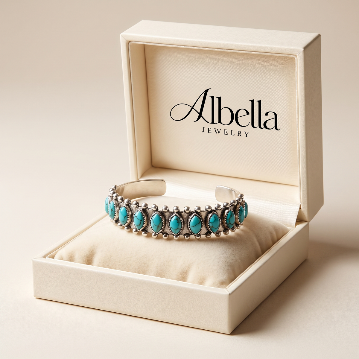 Azmira Turquoise Cuff Bracelet in Albella Jewelry gift box