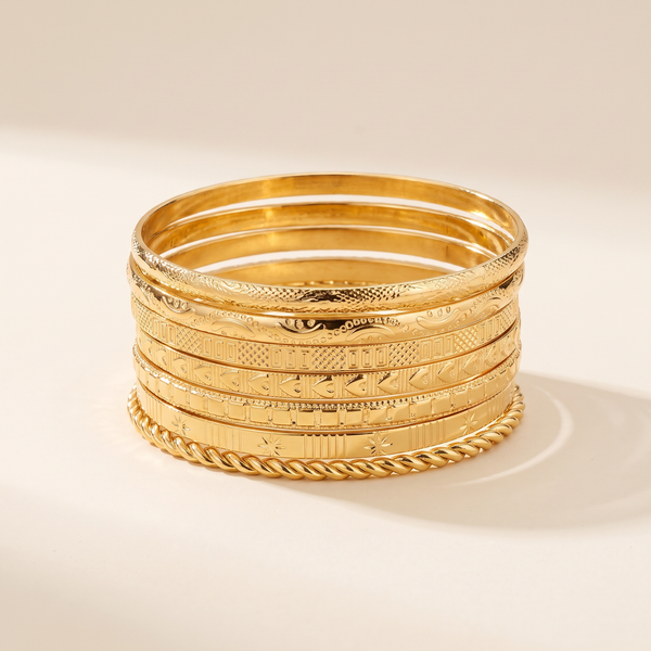 Gold Open Bangle Resort Bracelet Set – Albella Jewelry