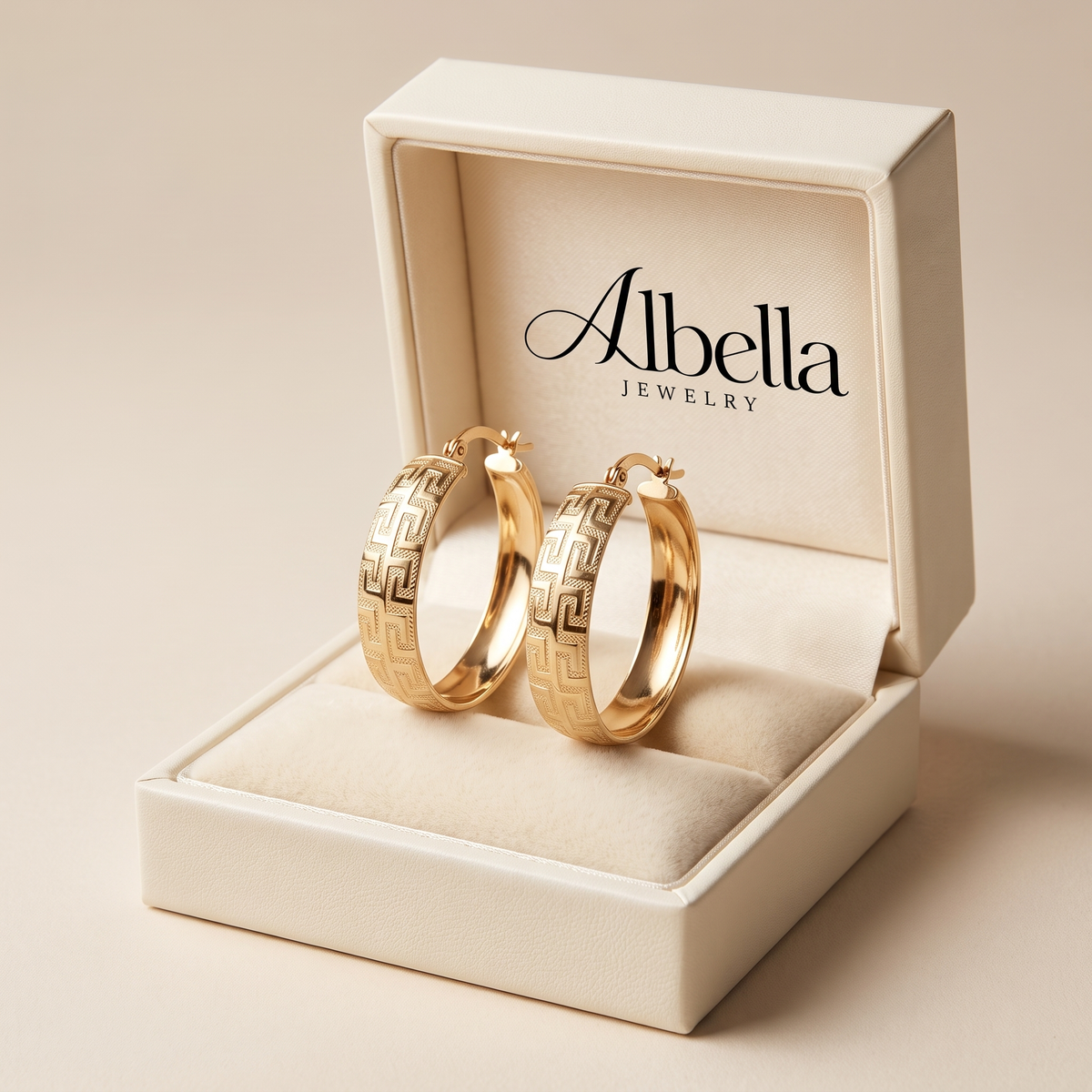 Vintage Gold Ethnic Earrings in Albella Jewelry gift box