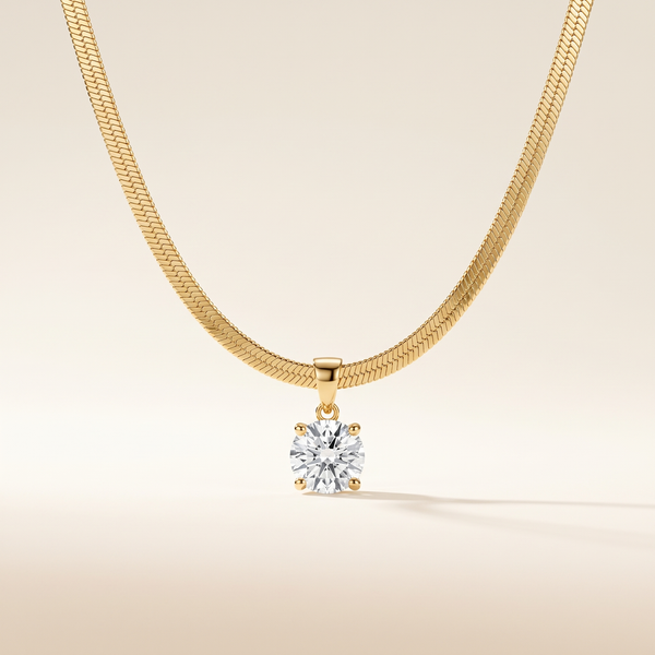 Elegant Rhinestone Pendant Gold Necklace – Albella Jewelry