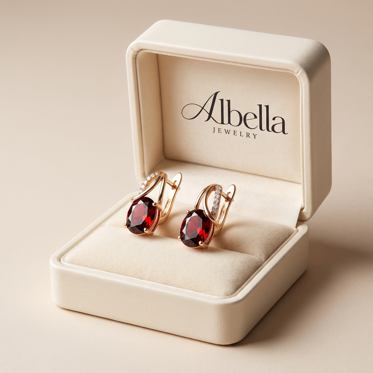 Veressa Ruberine Earrings in Albella Jewelry gift box