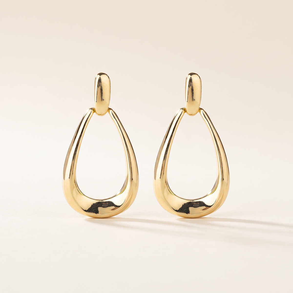 Sleek Gold Teardrop Door-Knocker Earrings – Albella Jewelry