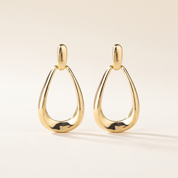 Sleek Gold Teardrop Door-Knocker Earrings – Albella Jewelry