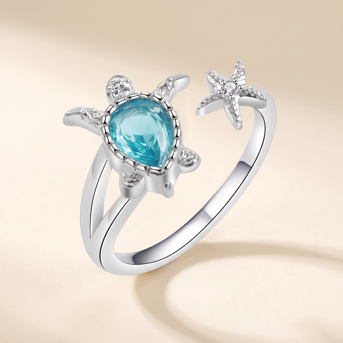 Blue Sea Turtle Starfish Stacking Ring – Albella Jewelry