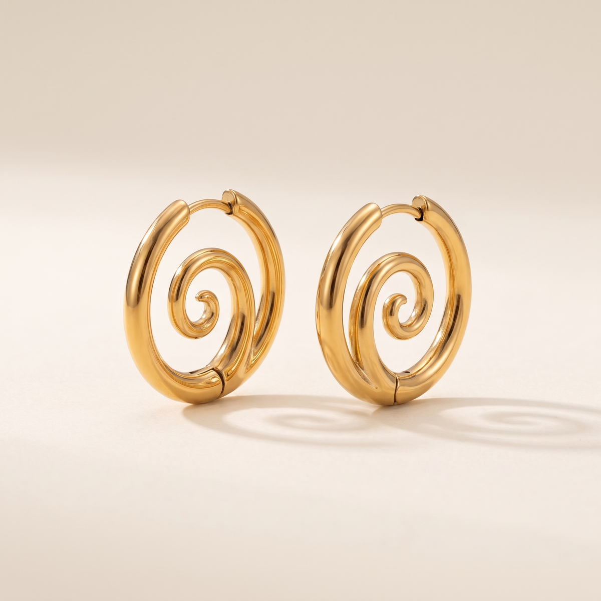 Modern Gold Twirl Spiral Hoops – Albella Jewelry