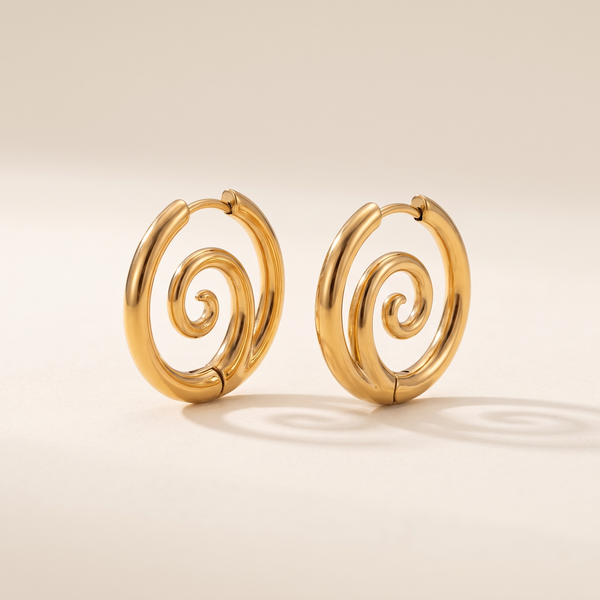 Modern Gold Twirl Spiral Hoops – Albella Jewelry
