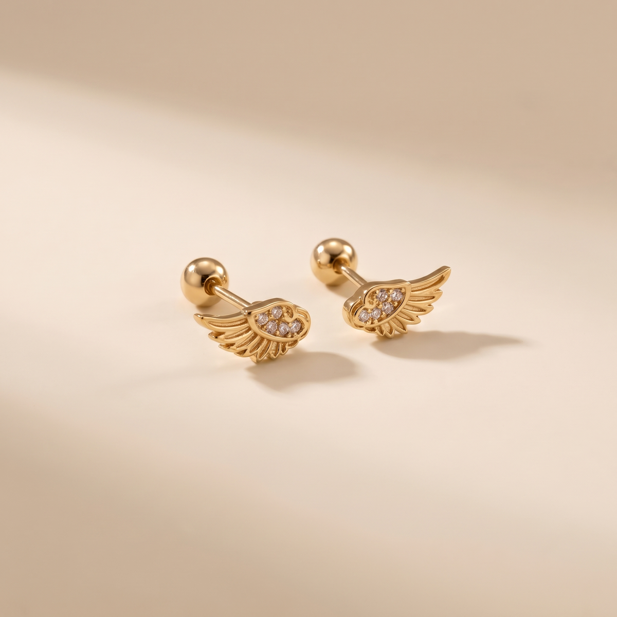 Ethereal Gold Angel Wing Barbells – Albella Jewelry
