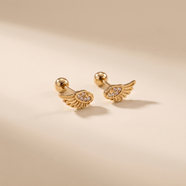 Ethereal Gold Angel Wing Barbells – Albella Jewelry