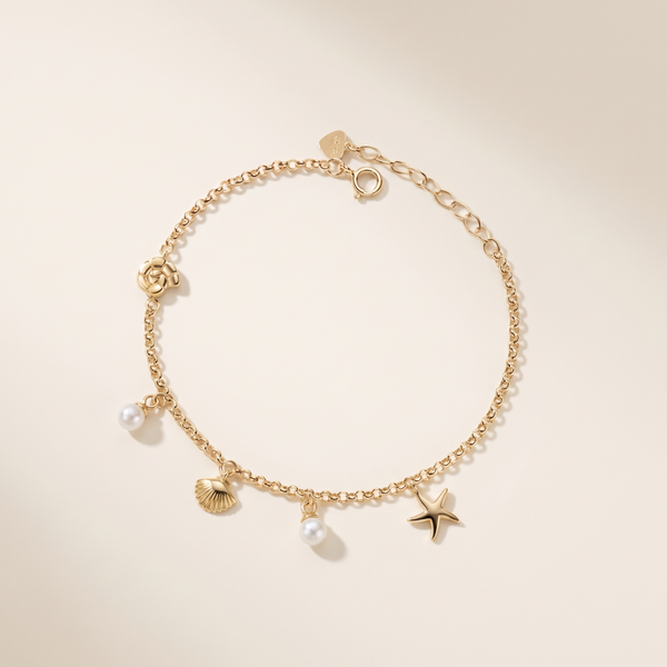 Seashell Starfish Pearl Charm Bracelet – Albella Jewelry