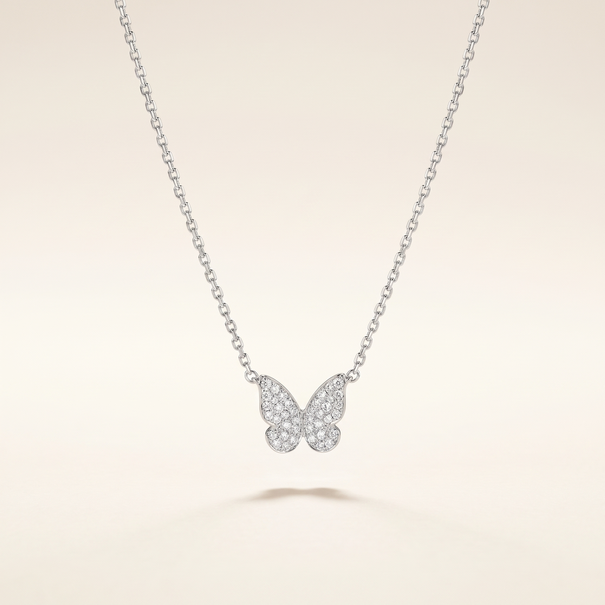 Silver Crystal Butterfly Pendant Necklace – Albella Jewelry