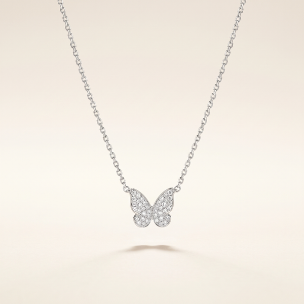 Silver Crystal Butterfly Pendant Necklace – Albella Jewelry