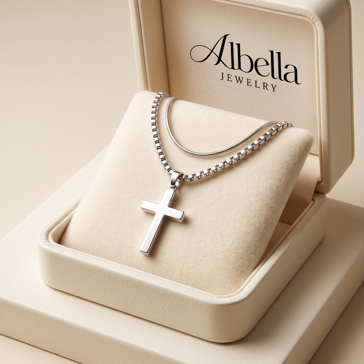 Classic Cross Necklace Duo in Albella Jewelry gift box