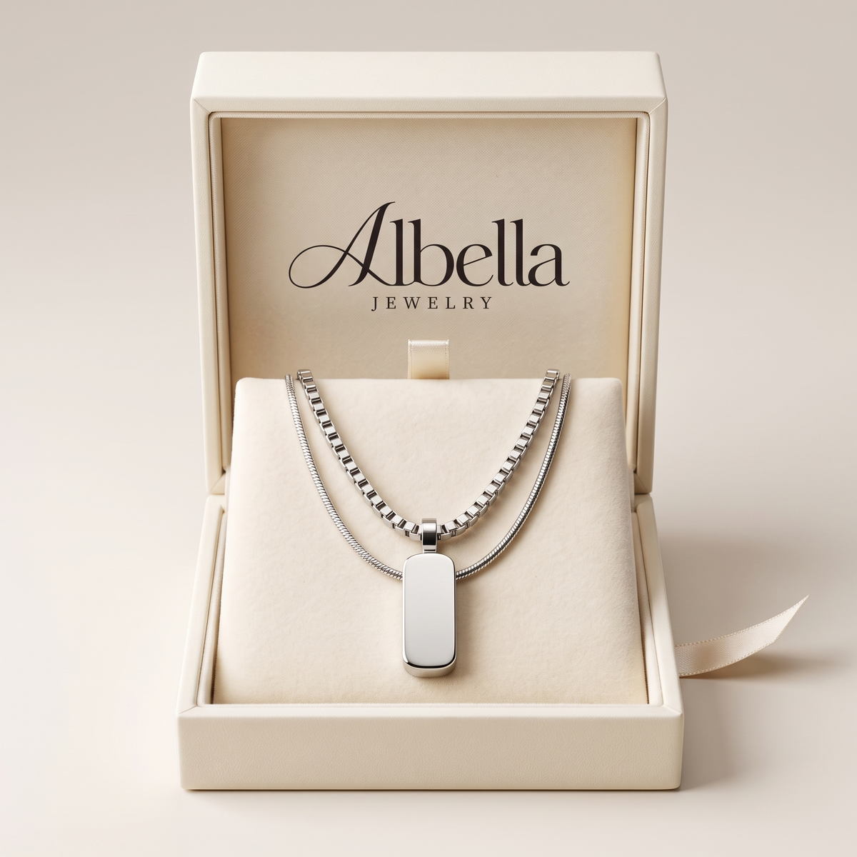 Minimal Pendant Necklace Duo in Albella Jewelry gift box