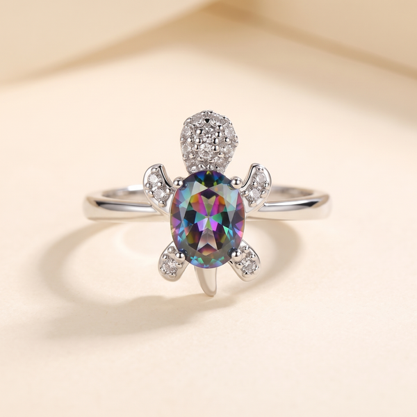 Rainbow Gemstone Sea Turtle Ring – Albella Jewelry