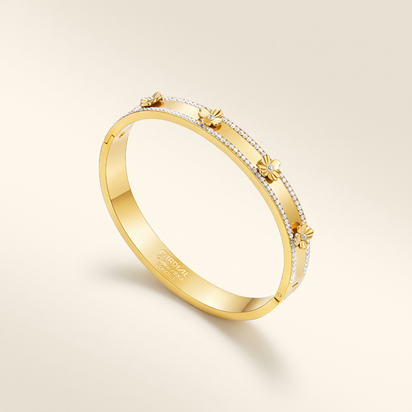 Floral Crystal Bangle Bracelet – Albella Jewelry