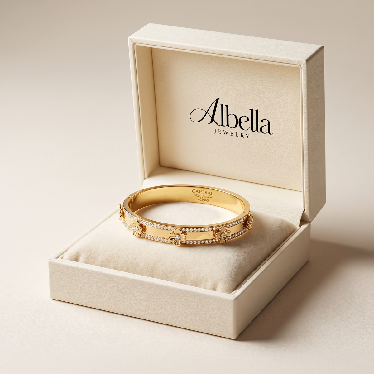 Floral Crystal Bangle Bracelet in Albella Jewelry gift box
