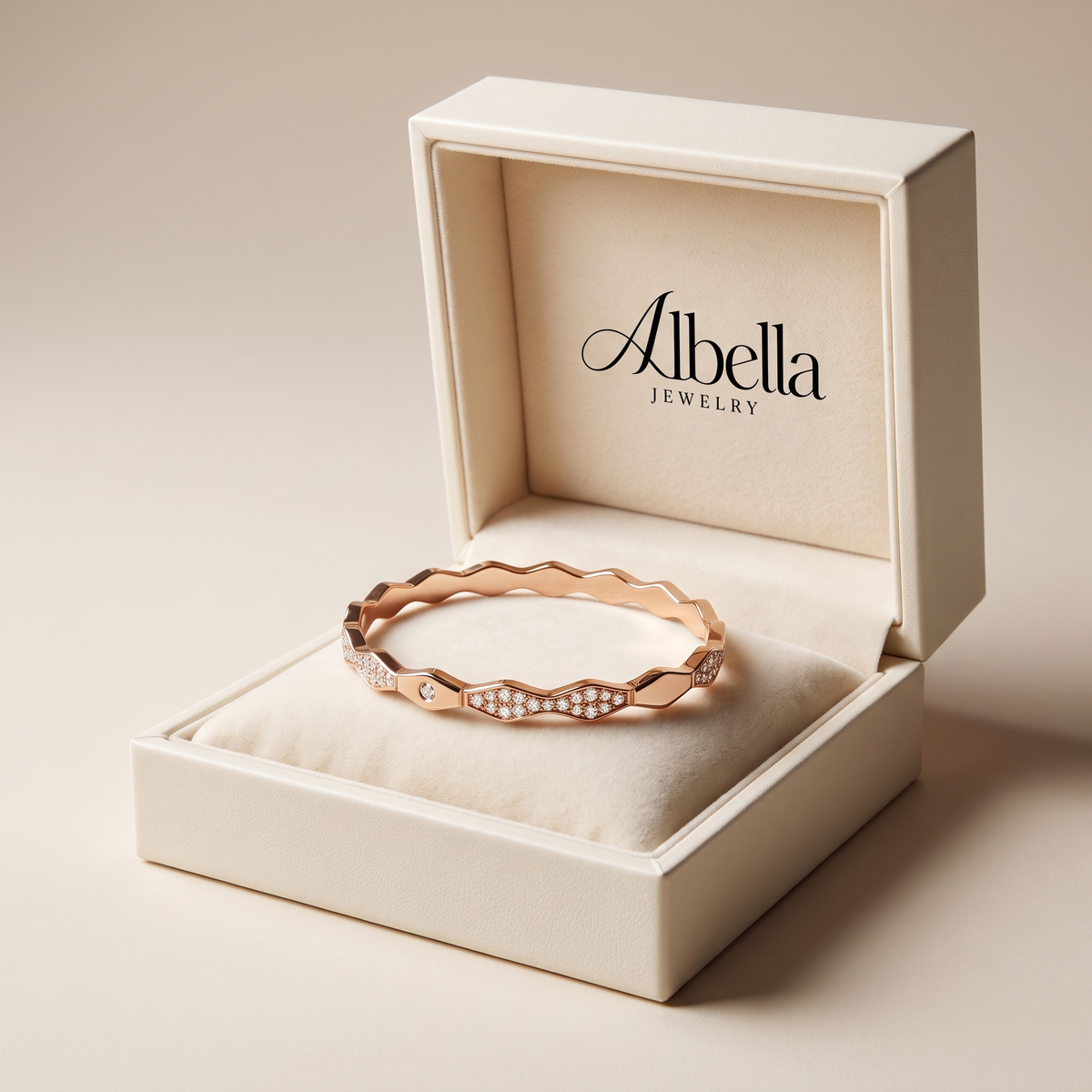 Wavy Crystal Double Band Bracelet in Albella Jewelry gift box
