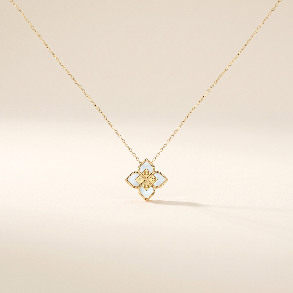 Mother Of Pearl Floral Diamond Necklace – Albella Jewelry