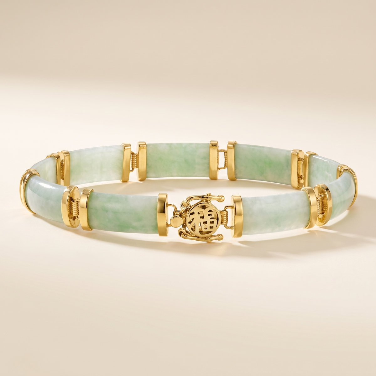 Green Jade "Good Fortune" Bracelet in 18kt Gold Over Sterling – Albella Jewelry