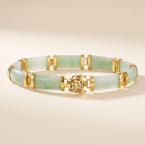 Green Jade "Good Fortune" Bracelet in 18kt Gold Over Sterling – Albella Jewelry