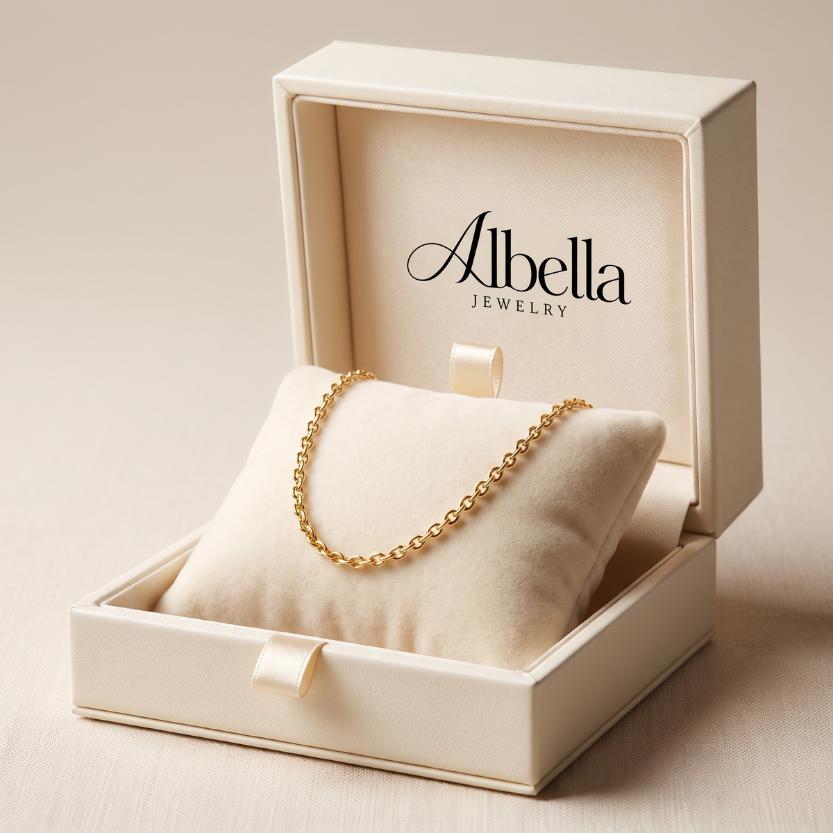 Italian 1.1mm 18kt Gold Over Sterling Cable-Chain Necklace in Albella Jewelry gift box