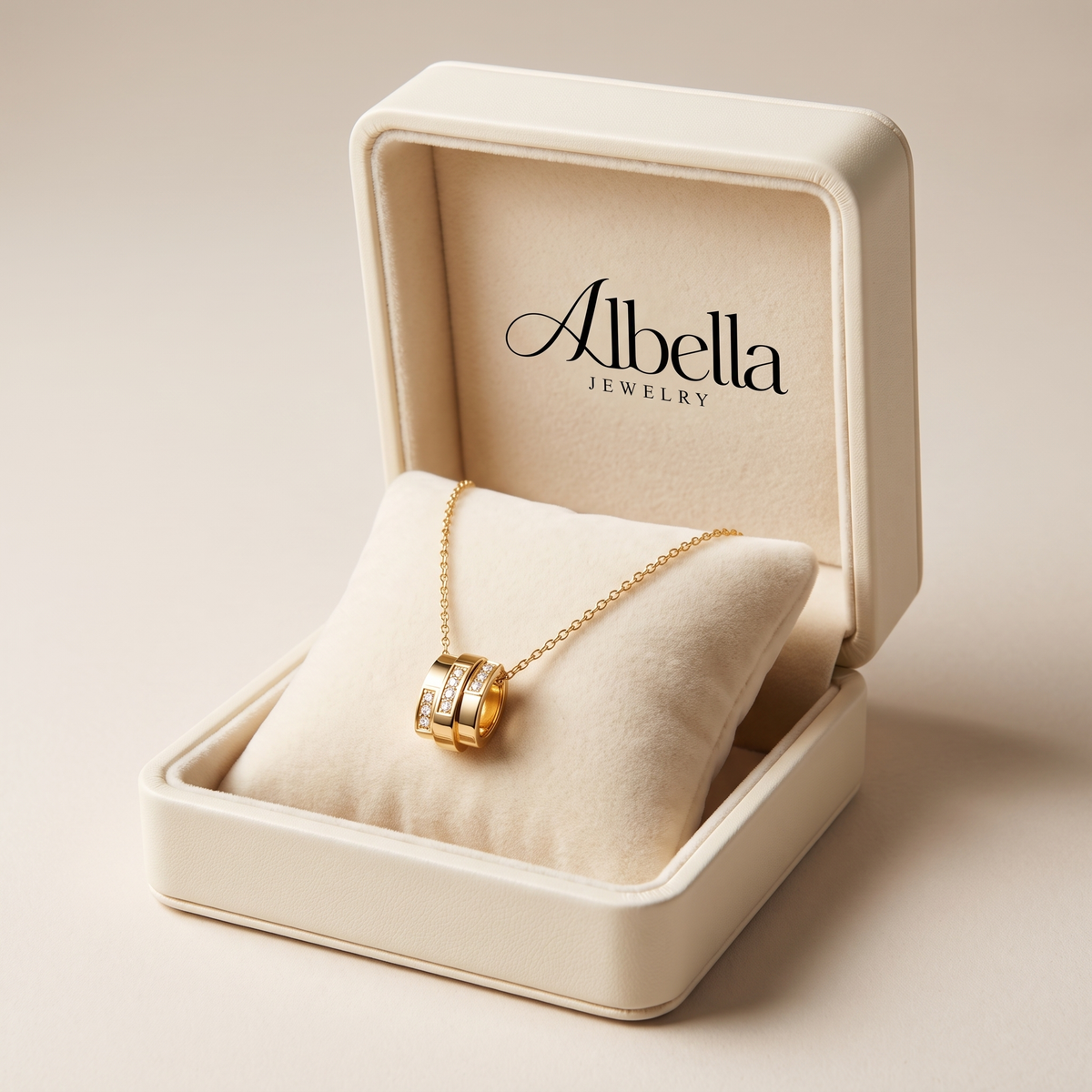 Crystal Geometric Drop Necklace in Albella Jewelry gift box