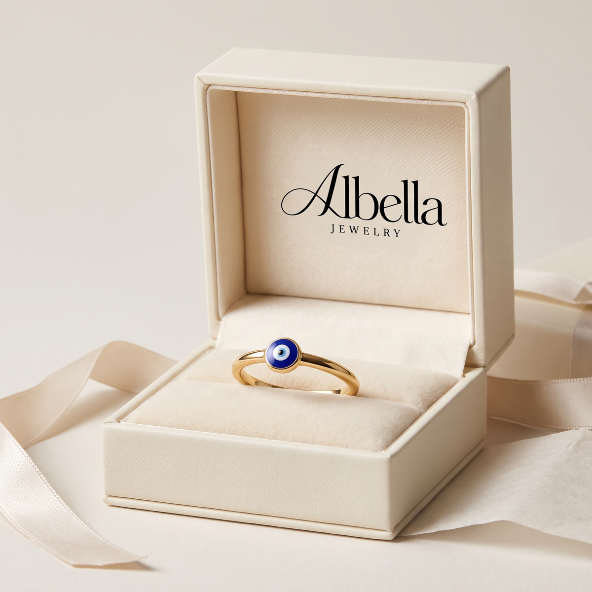 Blue Evil Eye Stacking Ring in Albella Jewelry gift box
