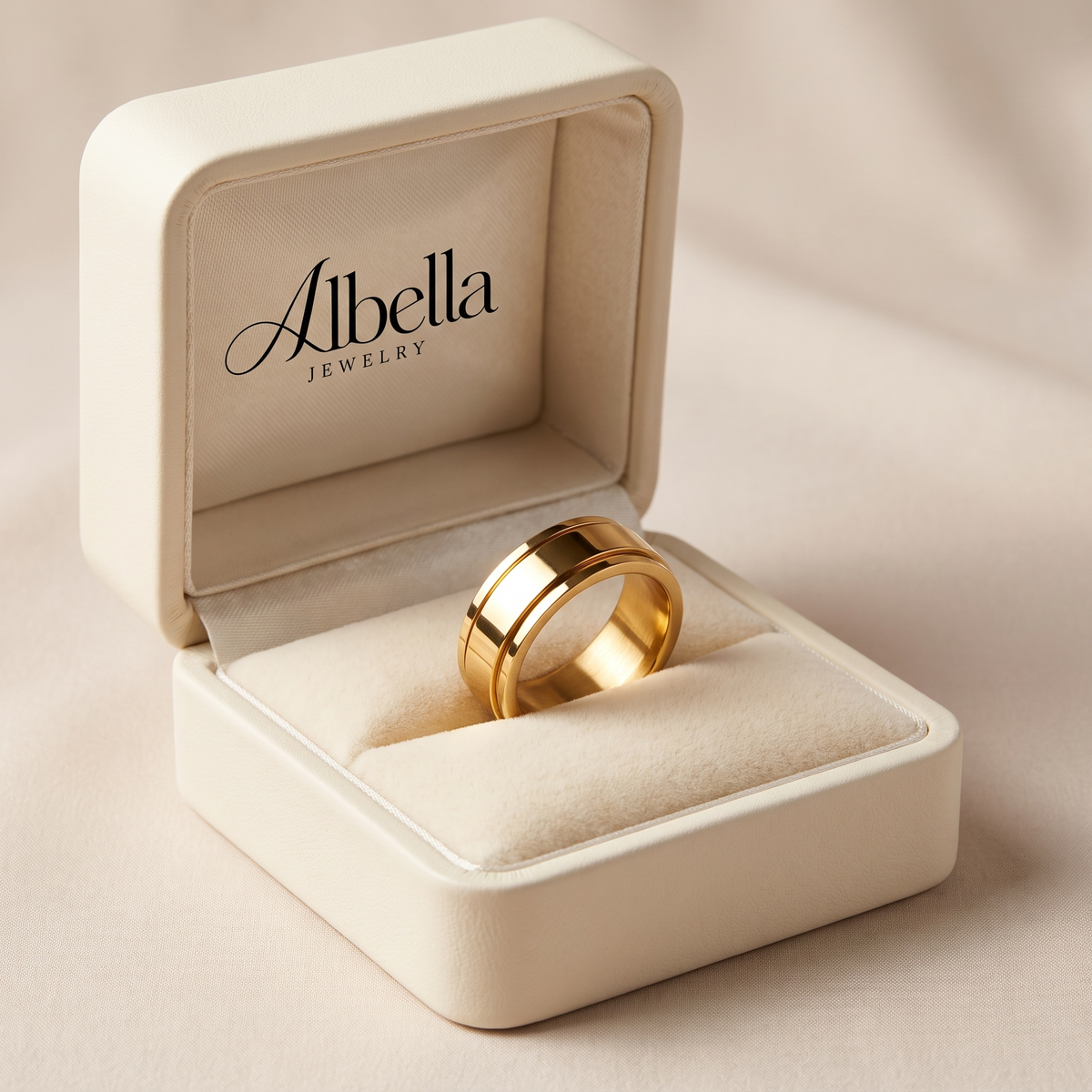 6mm Fidget Spinner Band Ring in Albella Jewelry gift box