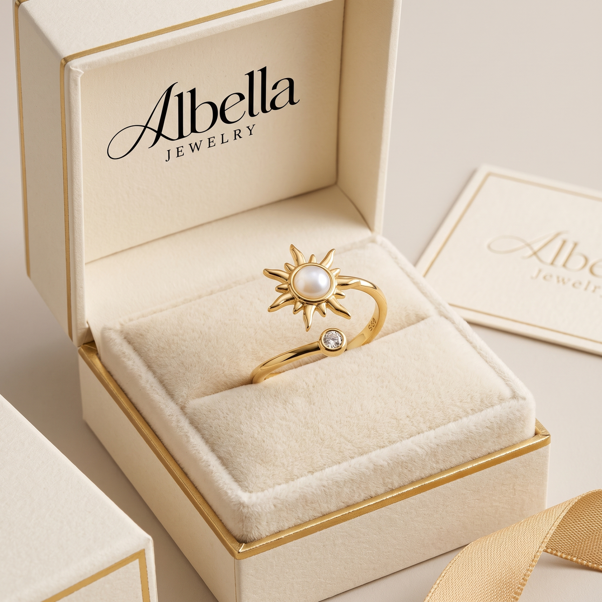Opal Sun Fidget Spinner Ring in Albella Jewelry gift box